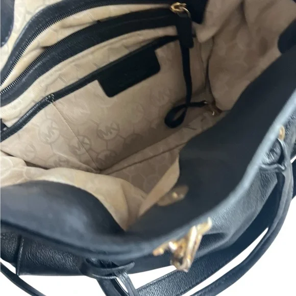 Michael Kors Black Shoulder Bag with Gold Accents - Picture 8 of 10